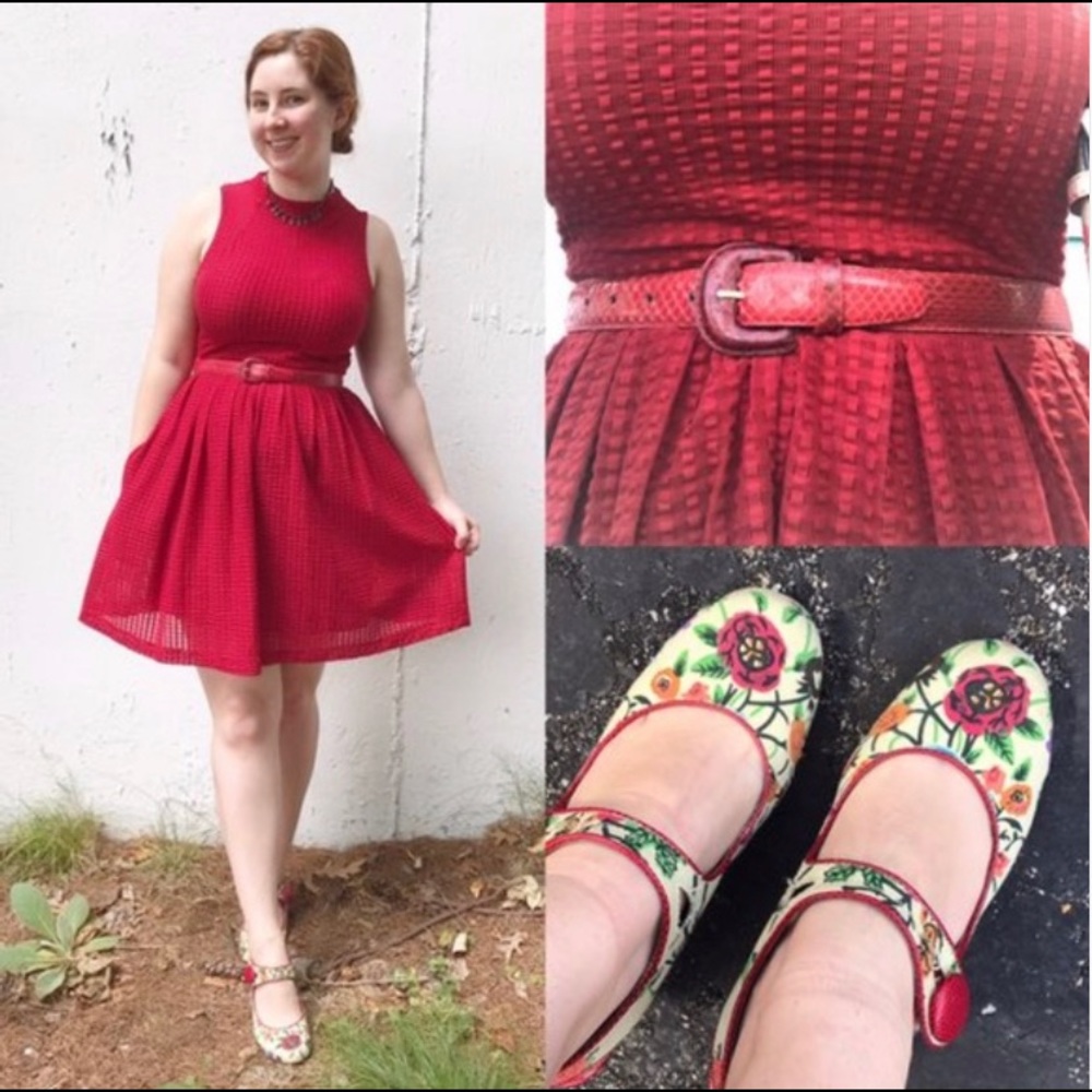 Anthropologie Deletta Red Cosgrove Skater Dress W/ Pockets! View 3